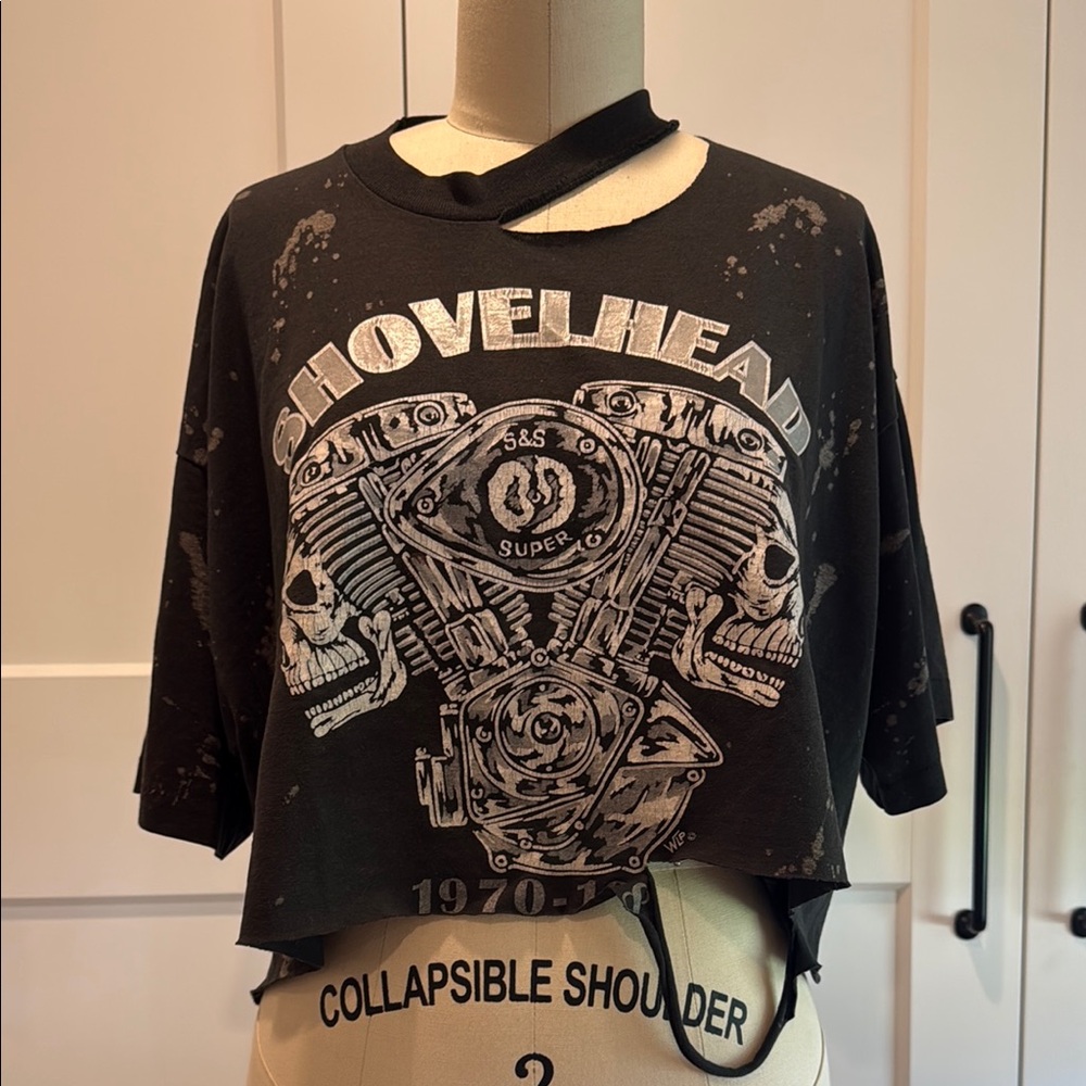 Vintage Moto Cut Out Crop Top
